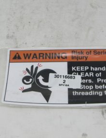 30116683 - LABEL WARNING 'KEEP AWAY FROM ROLLERS' (SIZE = 5.67 X 3.0)