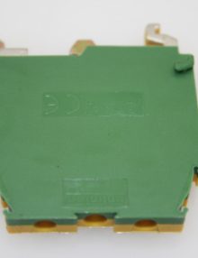 P-010543 - TERMINAL BLOCK GREEN/YELLOW SCREW 2P 24-10AWG DIN MOUNT 600V 30A GROUND TERMINAL